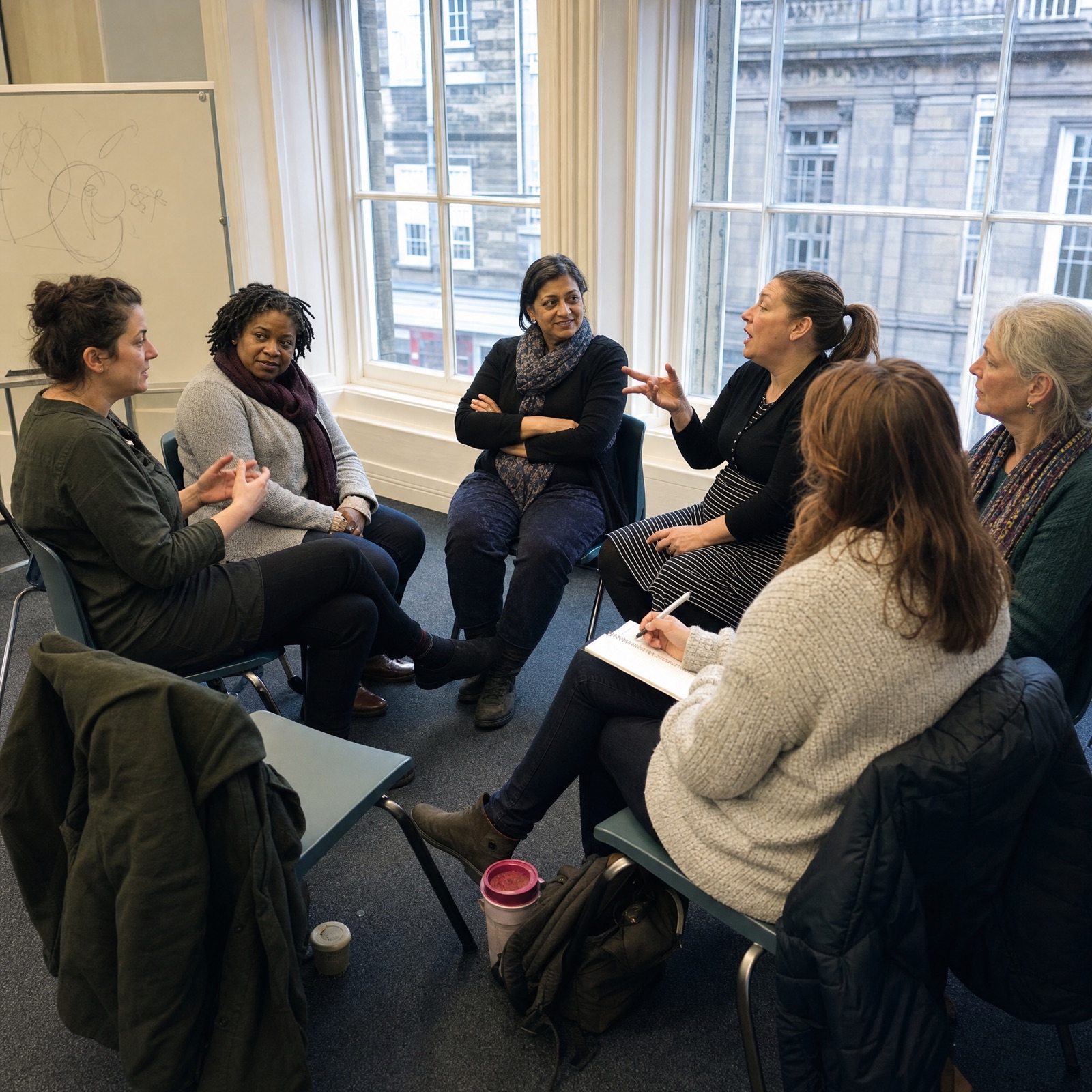 Women gathered in a community centre workshop